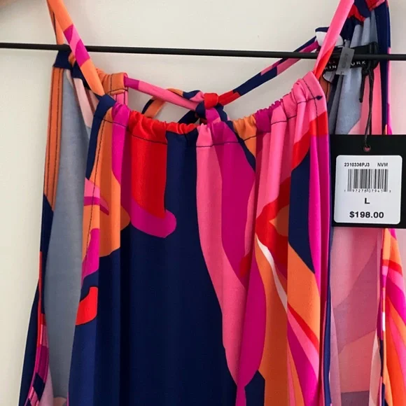 NWT Trina Turk Floral Scroll Halter Maxi Dress Size L - Picture 9 of 10